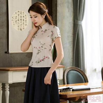 【鴻韻夢(mèng)廠家批發(fā)亞麻棉麻改良短款旗袍上衣套裝文藝復(fù)古日常大擺裙】臨海市泉潮鑫達(dá)工藝服裝廠 - 產(chǎn)品庫(kù)